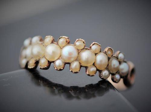 ANTIQUE 19th CENTURY REAL PEARL RING. BEAUTIFUL! 9ct GOLD