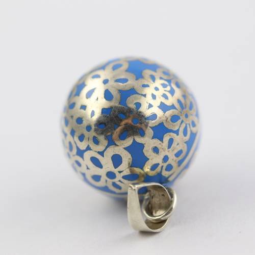 `ANGEL CALLER` TURQUOISE HARMONY BALL PENDANT HANDWORKED STERLING SILVER INLAY. WIDE STERLING BALE