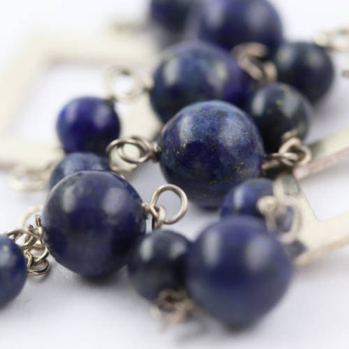 NATURAL LAPIS LAZULI AND STERLING SILVER 440MM NECKLACE. 925