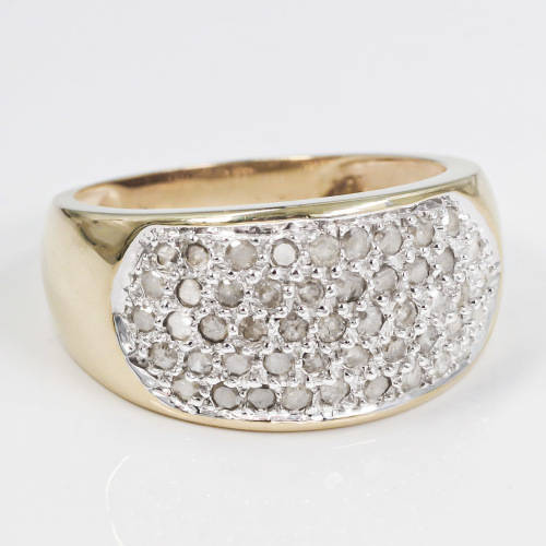 BROADBAND 0,50ct DIAMOND PAVÉ 9CT YELLOW GOLD RING. SCOTTISH-MADE. 375