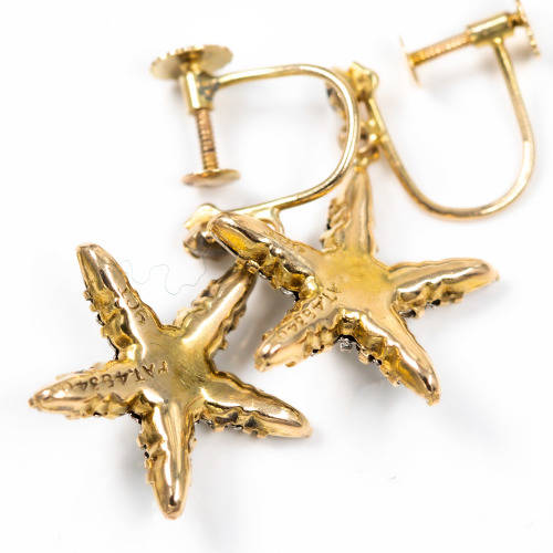 VINTAGE 1920`s PASTE DIAMANTE 9CT YELLOW GOLD DROP & DANGLE EARRINGS. 375.