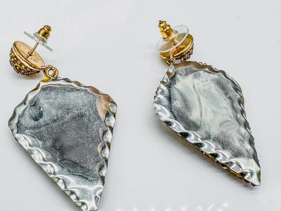 FUN AND FABULOUS, A MIX OF NATURAL & CREATED.... NATURAL MOTHER OF PEARL w/CUBIC ZIRCONIA EARRINGS