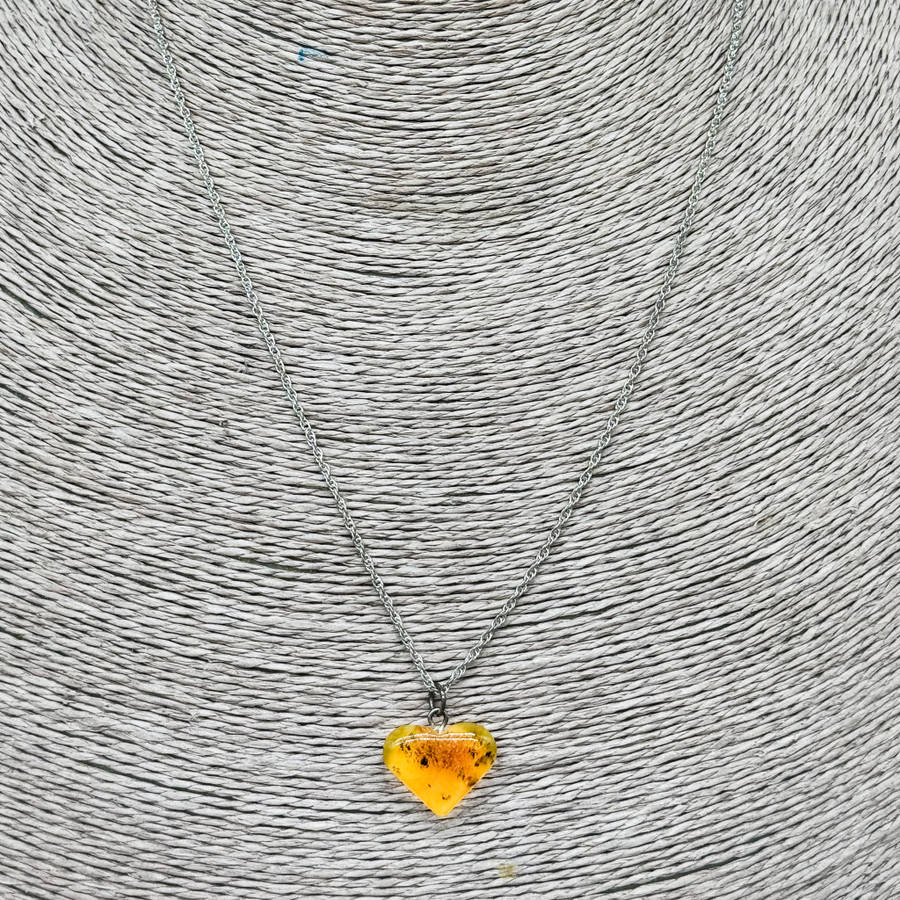 NATURAL BUTTERSCOTCH AMBER STERLING SILVER PENDANT ON STERLING SILVER CHAIN