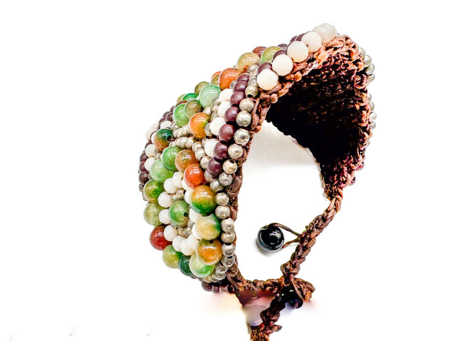 HANDCRAFTED - UNUSUAL AGATE GEMSTONE BEADS ON HEAVY BRAIDED BASE