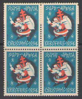 CHRISTMAS STAMPS 1954 BLOCK OF 4 UMM