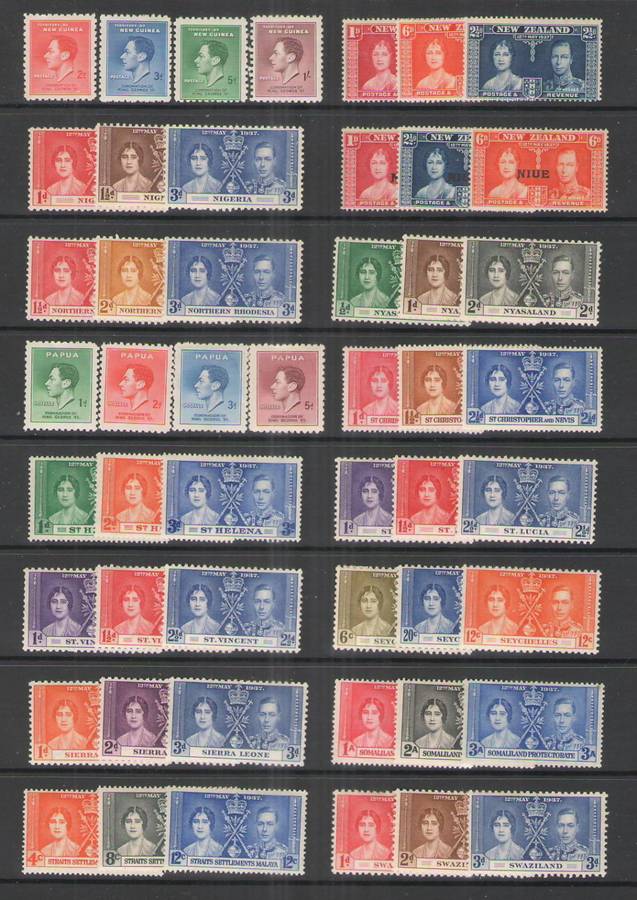 GB 1937 CORONATION ISSUE COUNTRIES N-V 20 SETS MINT