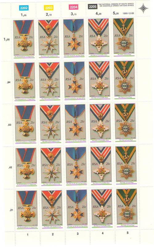 735-739 MEDALS OF SA FULL SHEET UMM