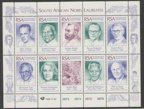 SA NOBEL LAUREATES WITH NELSON MANDELA MIN SHEET UMM