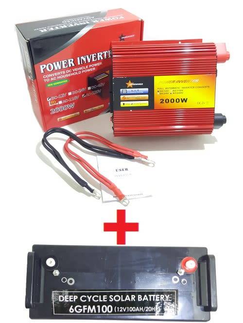 2000W Inverter 100Ah Deep Cycle Solar Battery Combo