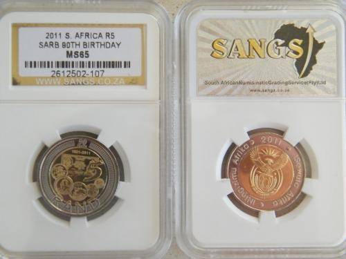 2011 SARB 90th Anniversary R5 graded MS65 - 50 coins @@@ R1 start