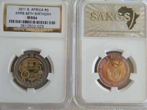 2011 SARB 90th Anniversary R5 graded MS64 - 25 coins @@@ R1 start