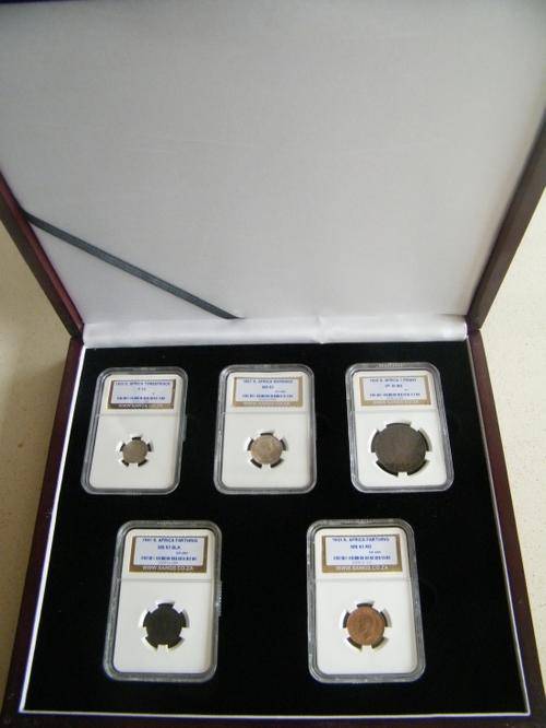 5 Coin Union Set graded in Mahogany Style Display Box