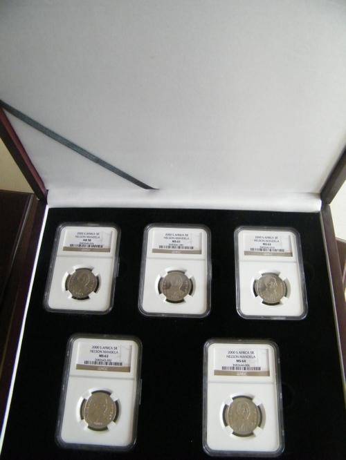 2000 Nelson Mandela NGC Graded Set in Mahogany Style Display Box