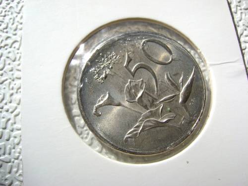 1965  RSA AFR. 50 CENT COIN IN MINT SHAPE.