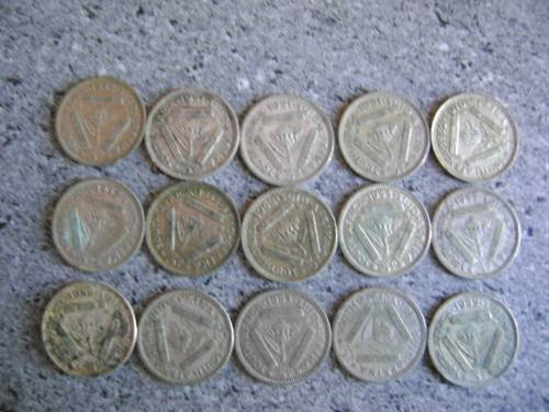 15 UNION 50% TICKEYS. SILVER 10.65 GRAMS. BID PER TICKEY TO TAKE ALL 15.