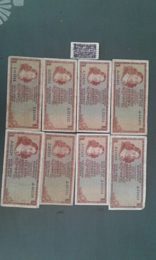 RAND 1 THINUS DE JONG BANKNOTES.SMALL AND LARGE. (8)