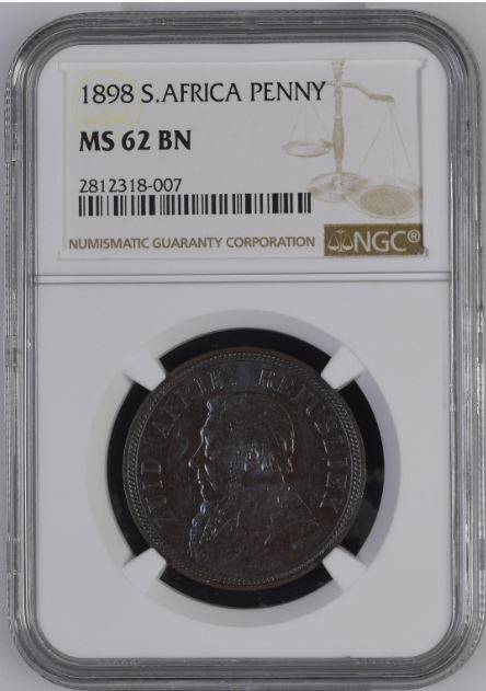 1898 ZAR Penny NGC graded MS62 !!
