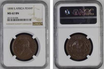 1898 ZAR Penny NGC graded MS62 !!
