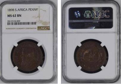 1898 ZAR Penny NGC graded MS62 !!