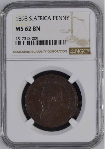 1898 ZAR Penny NGC graded MS62 !!