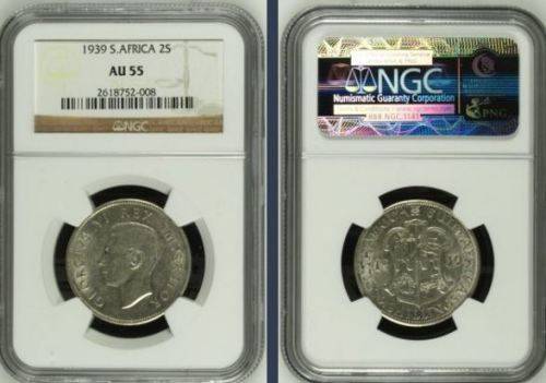 1939 Two Shillings NGC graded AU55!