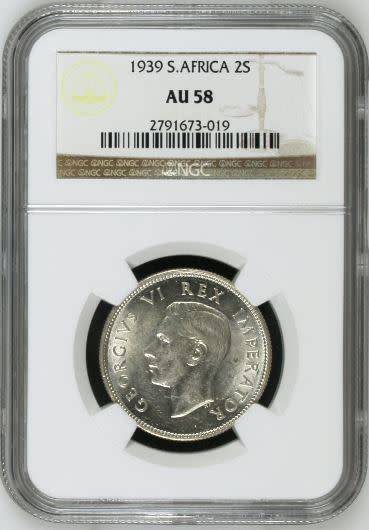 1939 Union of SA Two Shillings, NGC graded AU58 !!!