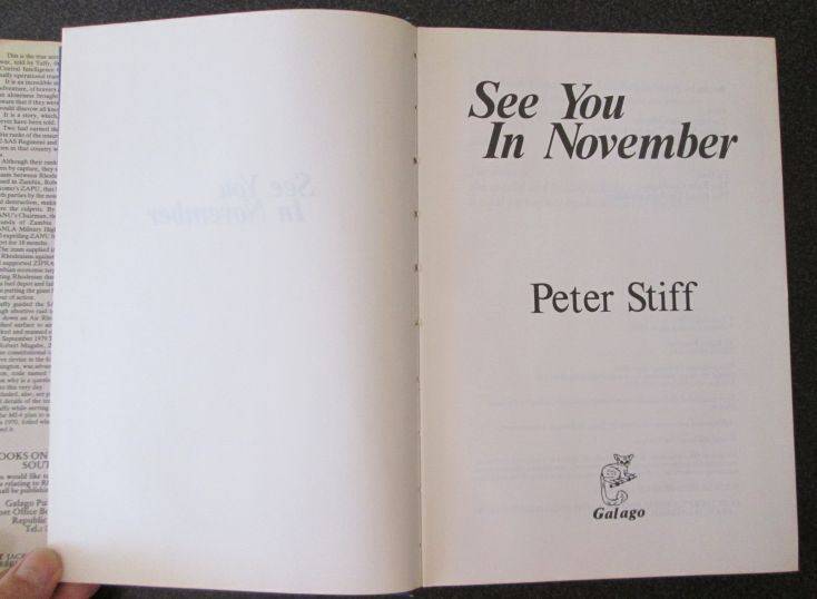 See You in November by Peter Stiff, Galago 1985