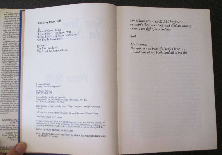 See You in November by Peter Stiff, Galago 1985