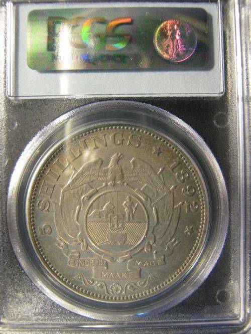 1892 ZAR Crown (Five Shillings) PCGS graded AU55, great coin, have a look!