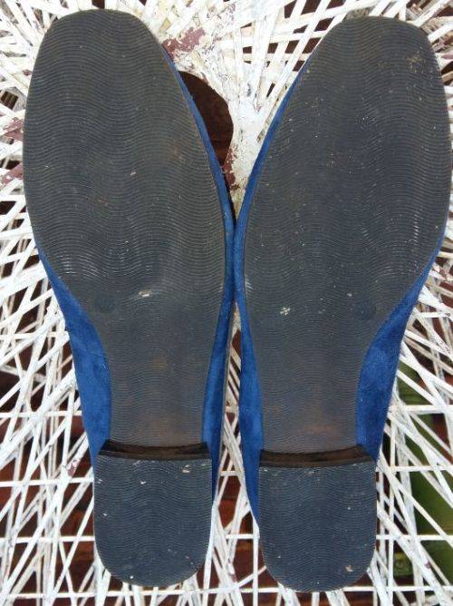 Women Pumps Blue Suede Silver Buckle Leather Size 6.5 Narrow