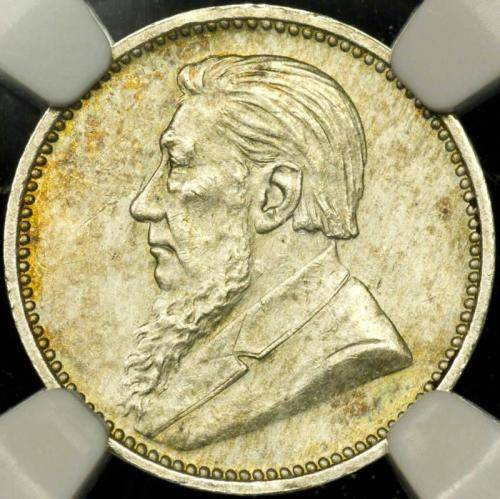 1893 ZAR Threepence (Tickey // 3d) NGC graded MS62