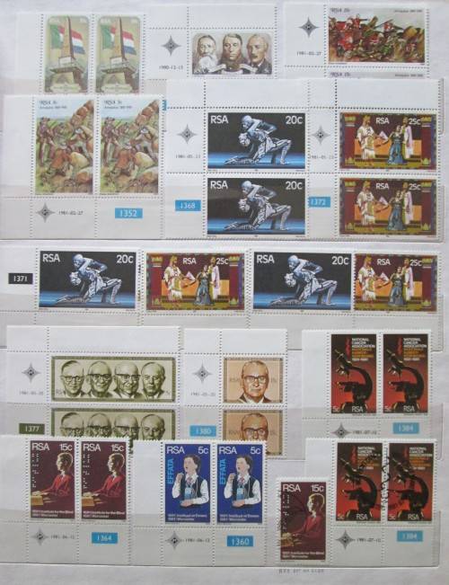 RSA South Africa Part III 1976-1982 - Control Blocks, Coil Stamps & 1982 Definitives SA Architecture