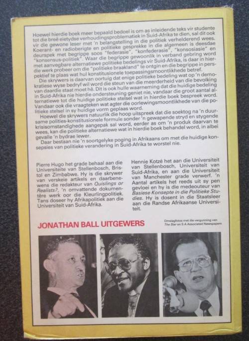 Suid-Afrika: Oorlewing in Politieke Perspektief Tweede Hersiene Uitgawe P. Hugo, H. Kotze