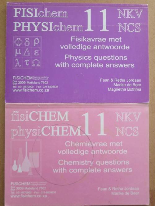 FisiChem, PhysiChem Gr 11, Q&A, Jordaan, de Beer, Botham, 2 BOOKS, English & Afrikaans