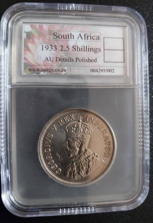 Scarce 1933 Half Crown SANGS graded AU !!