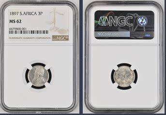 1897 ZAR Threepence (Tickey // 3d) NGC graded MS62