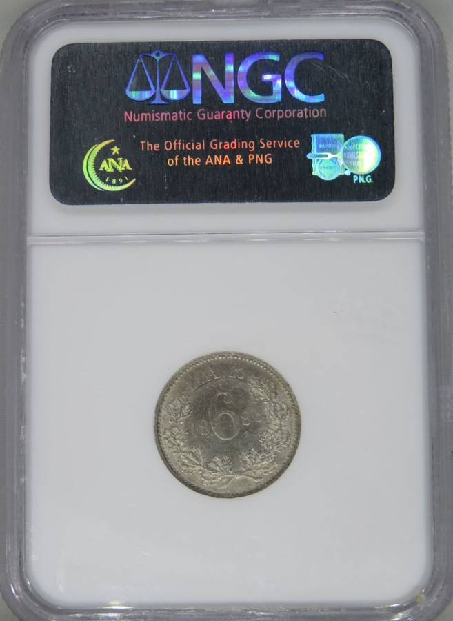 1896 ZAR Sixpence NGC graded MS61