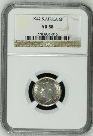 1942 Sixpence NGC graded AU58