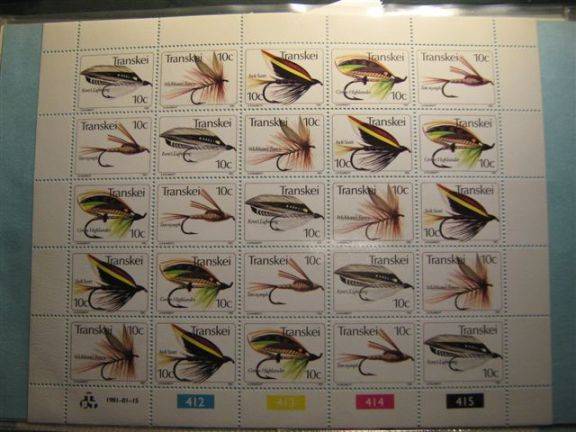 Transkei  Fishing Flies, 2nd series Full sheet of 25 at 20% of cat value!
