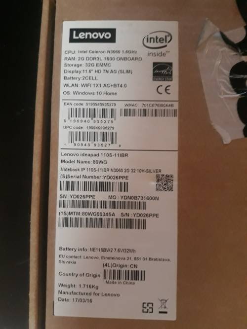 Lenovo ideapad 110S 11.6" laptop PLEASE READ