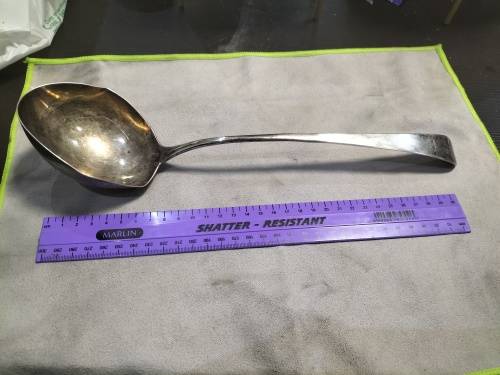 Huge 158 g antique sterling silver hallmark soup spoon