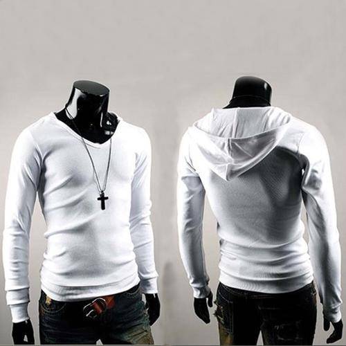 Free Shipping-Fashion Slim Fit Casual Hooded Long Sleeve T-Shirt for Men