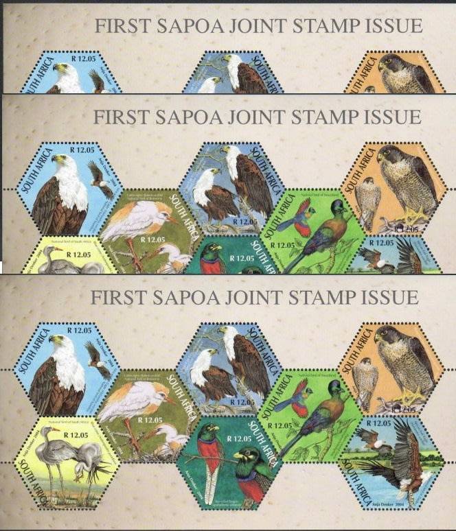 South Africa 2004 Birds SAPOA x 3 Sheets. Face Value R289 MNH