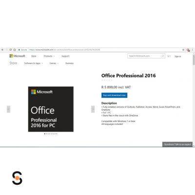 Microsoft Office 2016 Professional - Once off Lifetime Pack. No more subscriptions! 1 PC / 1 Install