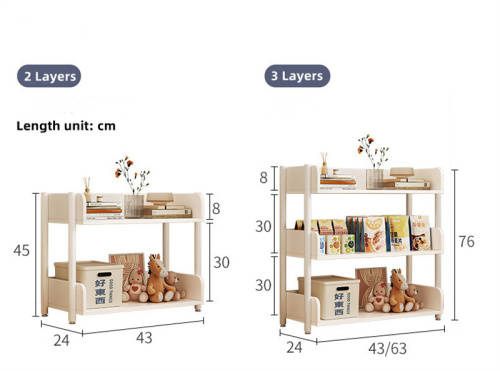Portable Book Shelf Storage Study Desk Movable 3 Tier Home Office BookShelf With Wheels