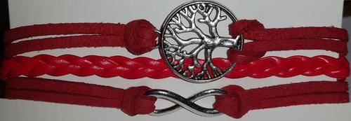 INFINITY BRACELET TREE OF LIFE RED
