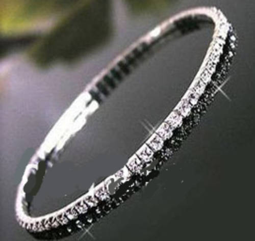 Fashion Jewelry Stretch Rhinestone Diamante Bracelet - Single Row Bracelet