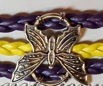 PURPLE AND YELLOW INFINITY BRACELET BUTTERFLY