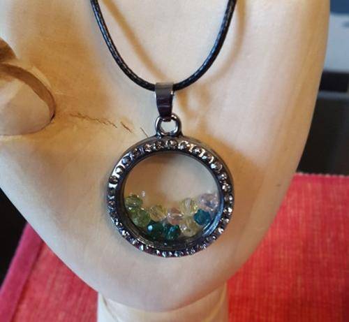 Gunmetal Colour Living Memory Locket with Multicolour Beads inside