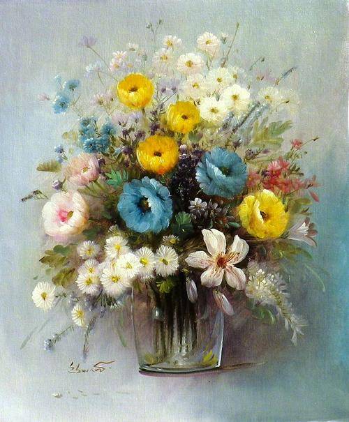 Bouquet of flowers by Edward. Oil on canvas.